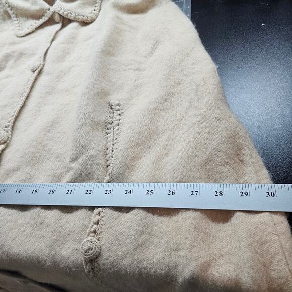 Vintage 70s Matty Alpaca Cape Womens 2X Beige Relaxed Soft Mod Shawl Oversized - Picture 8 of 9